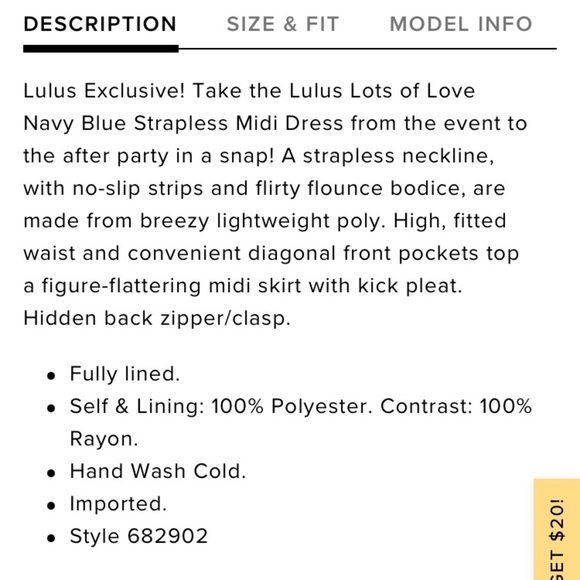 Lulu’s Lots of Love navy blue strapless dress - Picture 8 of 8